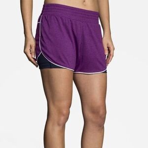 Brooks Purple Athletic 2 in 1 Running Shorts, sz XL